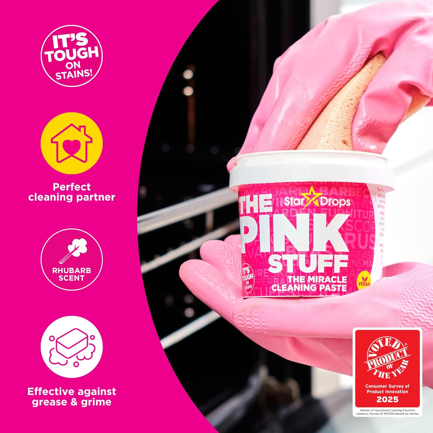 The Pink Stuff Bathroom Cleaning Kit – Cleaning Paste, Bathroom Foam Spray, Toilet Foaming Powder, SQeeZY Sponge & 3
