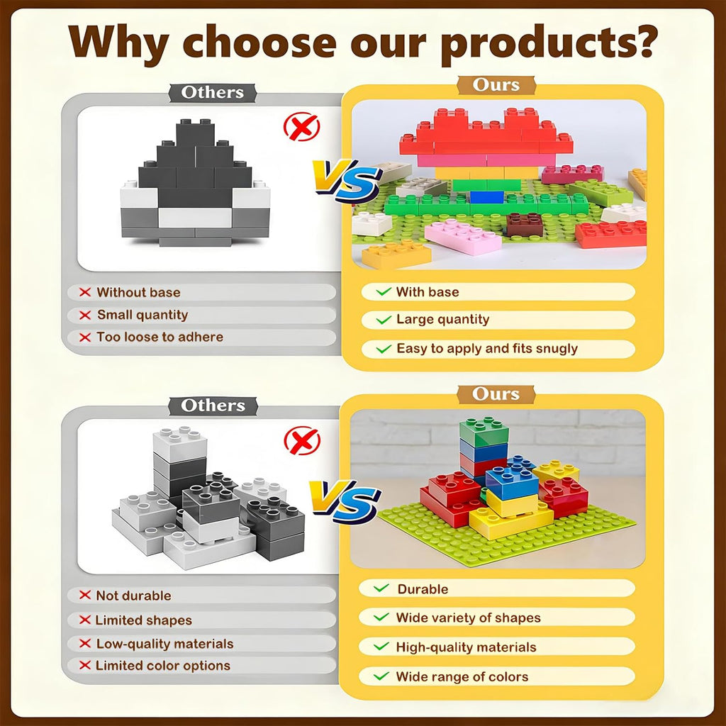 Building Blocks Set for Kids with Baseplate Big Building Bricks 101Pcs Classic Bulk Sensory Toy for Kids Toddlers