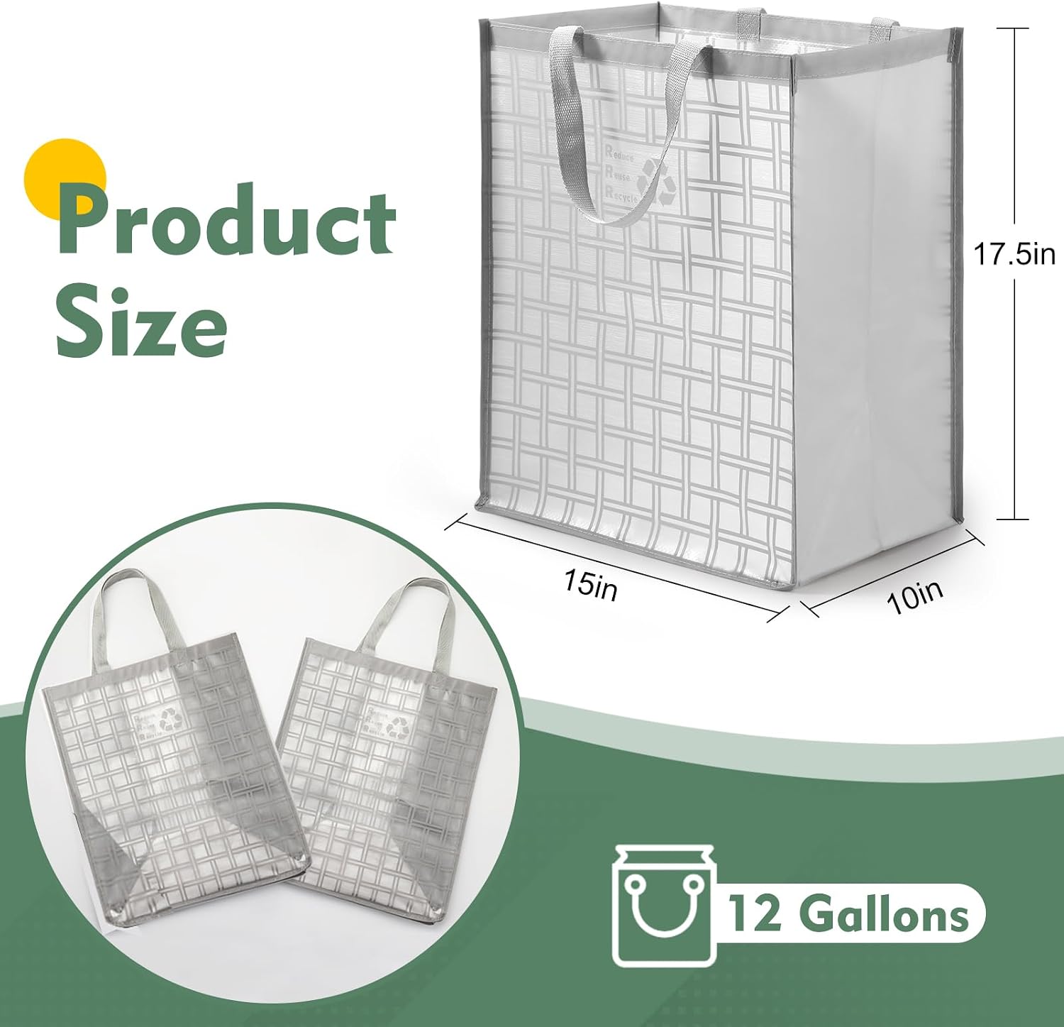 Recycle Bin Bags for Kitchen Home Trash Cans Sorting Bins 12 Gallon Set of 2