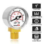AetralYB 1-Inch Mini Pressure Gauge, 0-150 PSI,1/8” NPT Bottom Mount