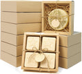30 Kraft Gift Boxes, 5.5x5.5x2 in with Raffia Blank Tags Jute String