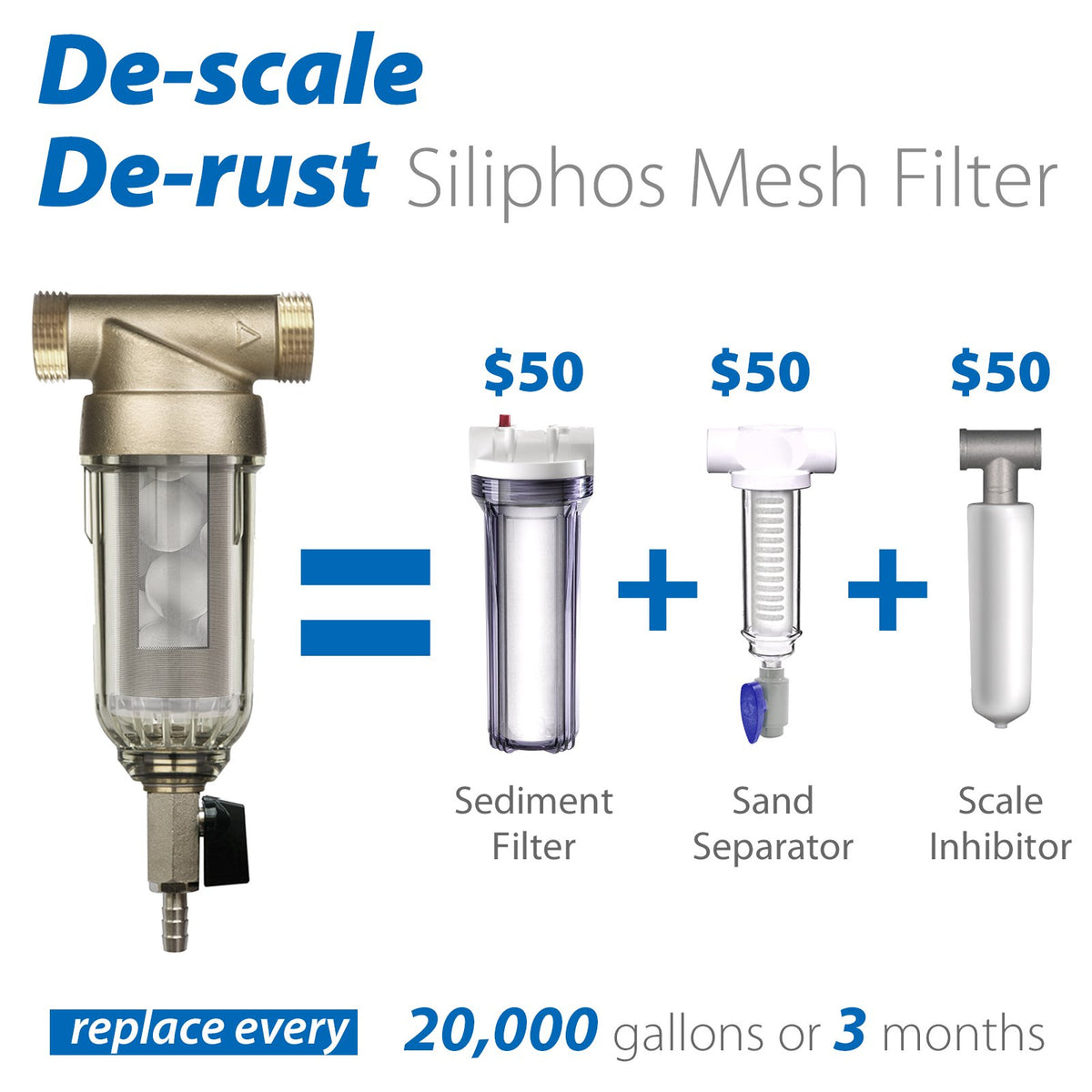 FWSP500SL Filter Replacement Cartridge, 500 Micron, Chrome