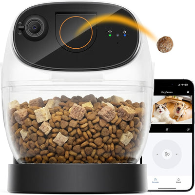 2026 3K Pet Camera Treat Dispenser, 32ft Remote Tossing for Dogs & Cats – Reduces Separation Anxiety, 360° View