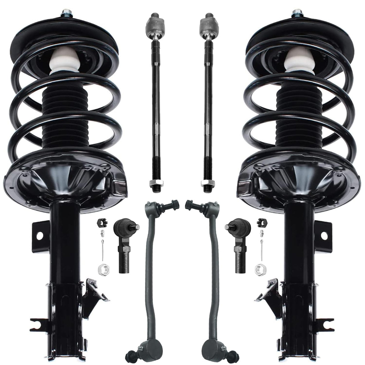 Front Struts + Sway Bar Links + Inner & Outer Tie Rods