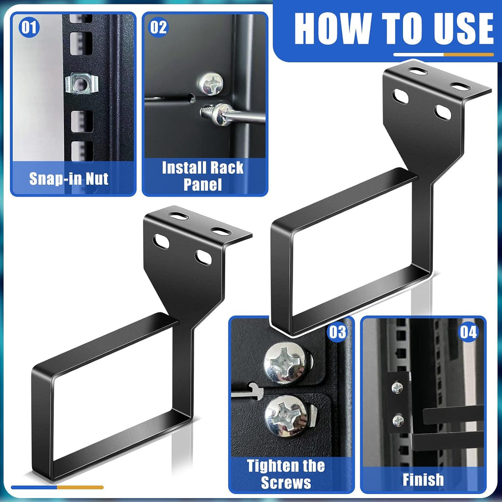 Tudomro 10 Pcs Vertical D Ring Cable Management Rack for Server, Black