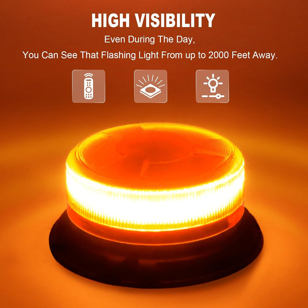 Remote Control Wireless Strobe Light LED Amber Warning Beacon Light | Rechargeable Waterproof Emergency Rooftop
