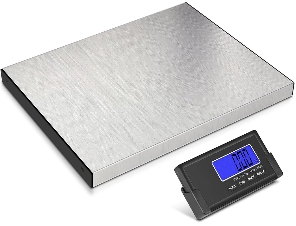 440lb Heavy Duty Digital Shipping Scale, 10g Wireless LCD | Stainless Steel Platform, Large Backlit LCD, Hold/Tare