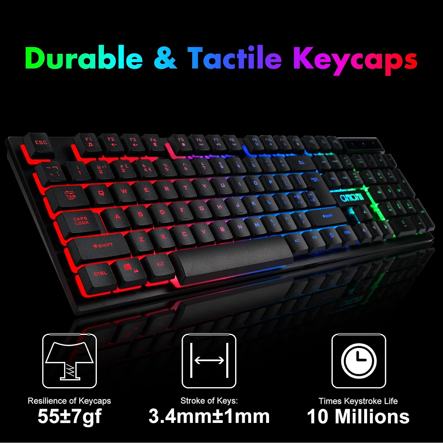 Gaming Wireless Keyboard and Mouse RGB Backlit Rechargeable Battery Gamer | Mechanical Feel Anti-ghosting with Side