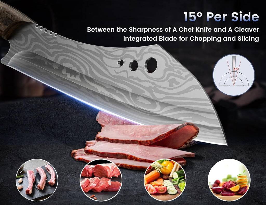 Butcher Knife Set, Cleaver, Breaking & Boning Knife for Meat & BBQ