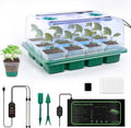 12 Cell Seed Starter Kit with Grow Light Heating Mat & Silicone Pots | Grow Light, Graphene Heating Mat, Reusable