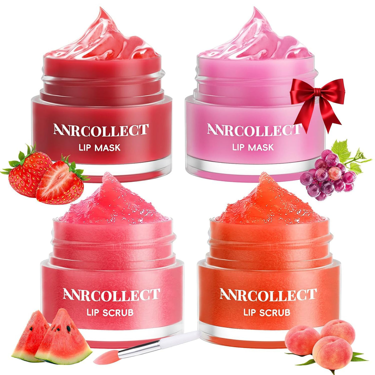 4-Pack Lip Scrub & Lip Mask Set