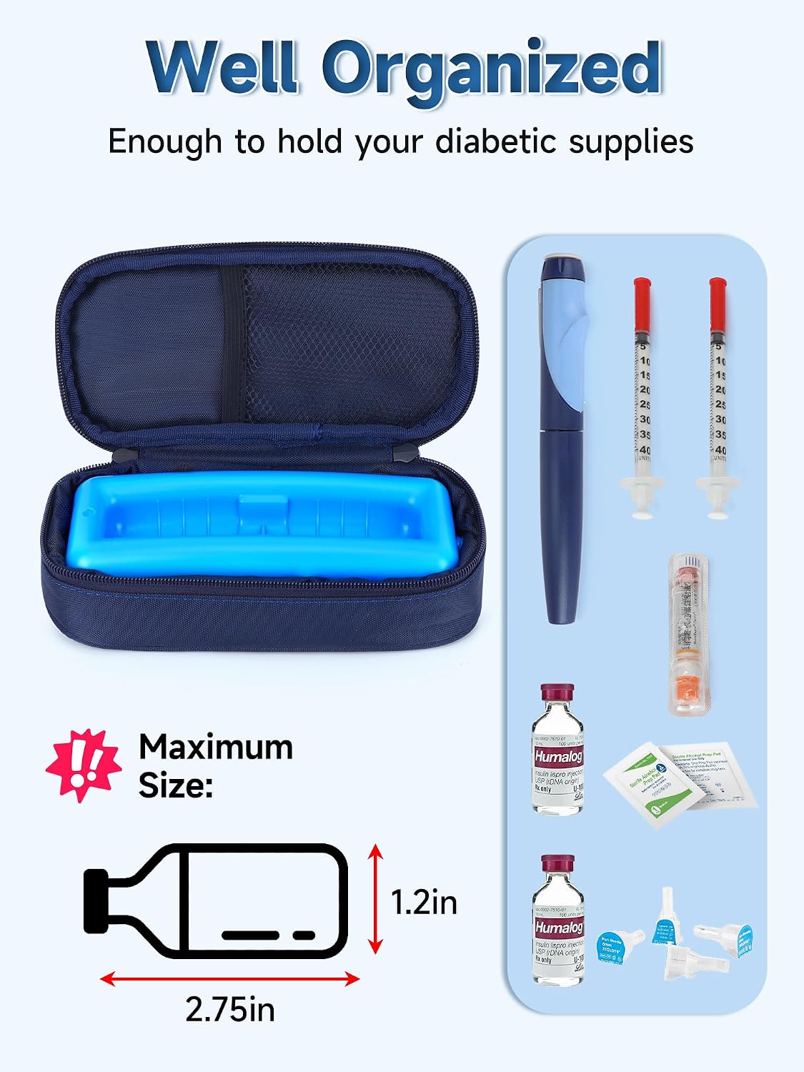 Insulin Vials Cooler Travel Case - TSA Approved peptide case
