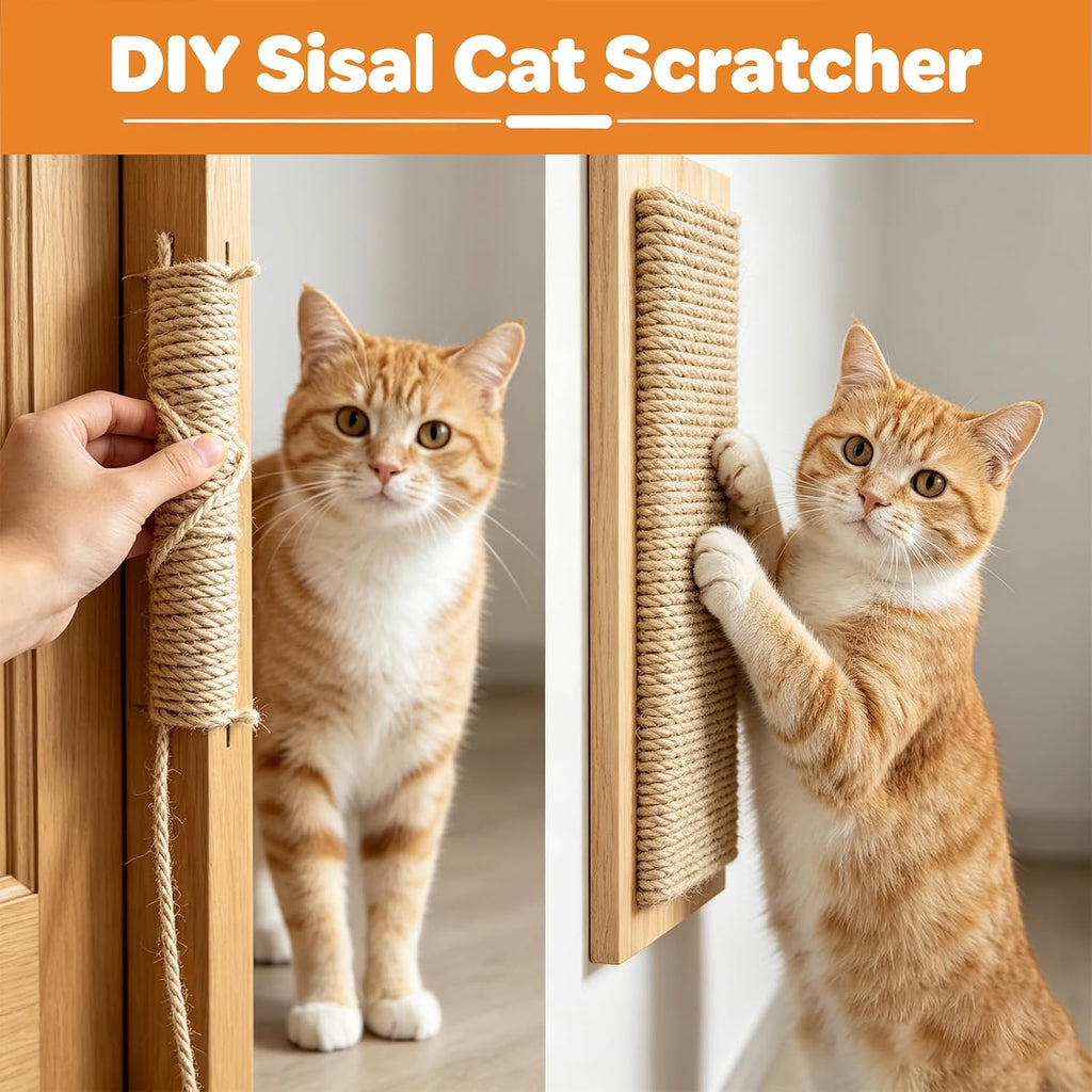 Natural Sisal Rope for Cat Scratcher 1/4 Inch (6 mm) X 164 Ft Twine Rope