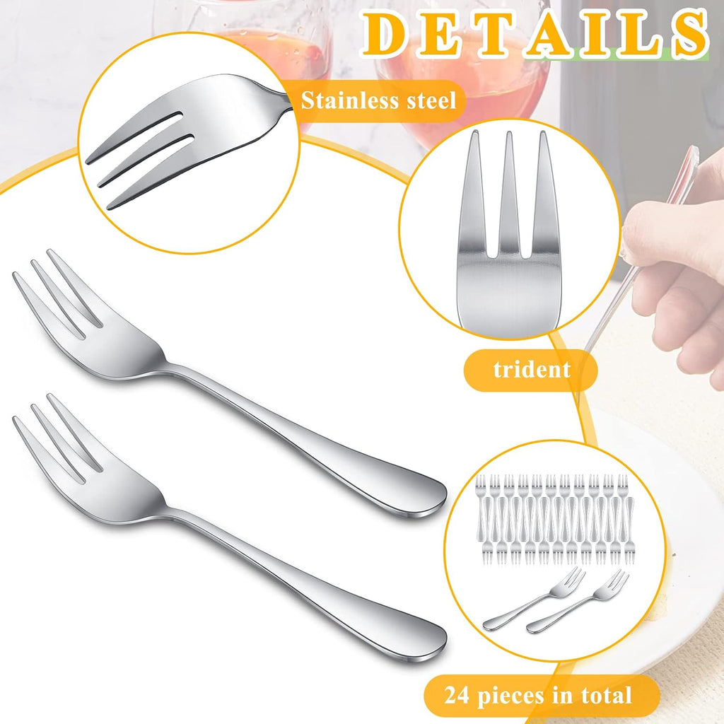 24 Pcs Oyster Fork Appetizer Seafood Fork Portable Stainless Steel