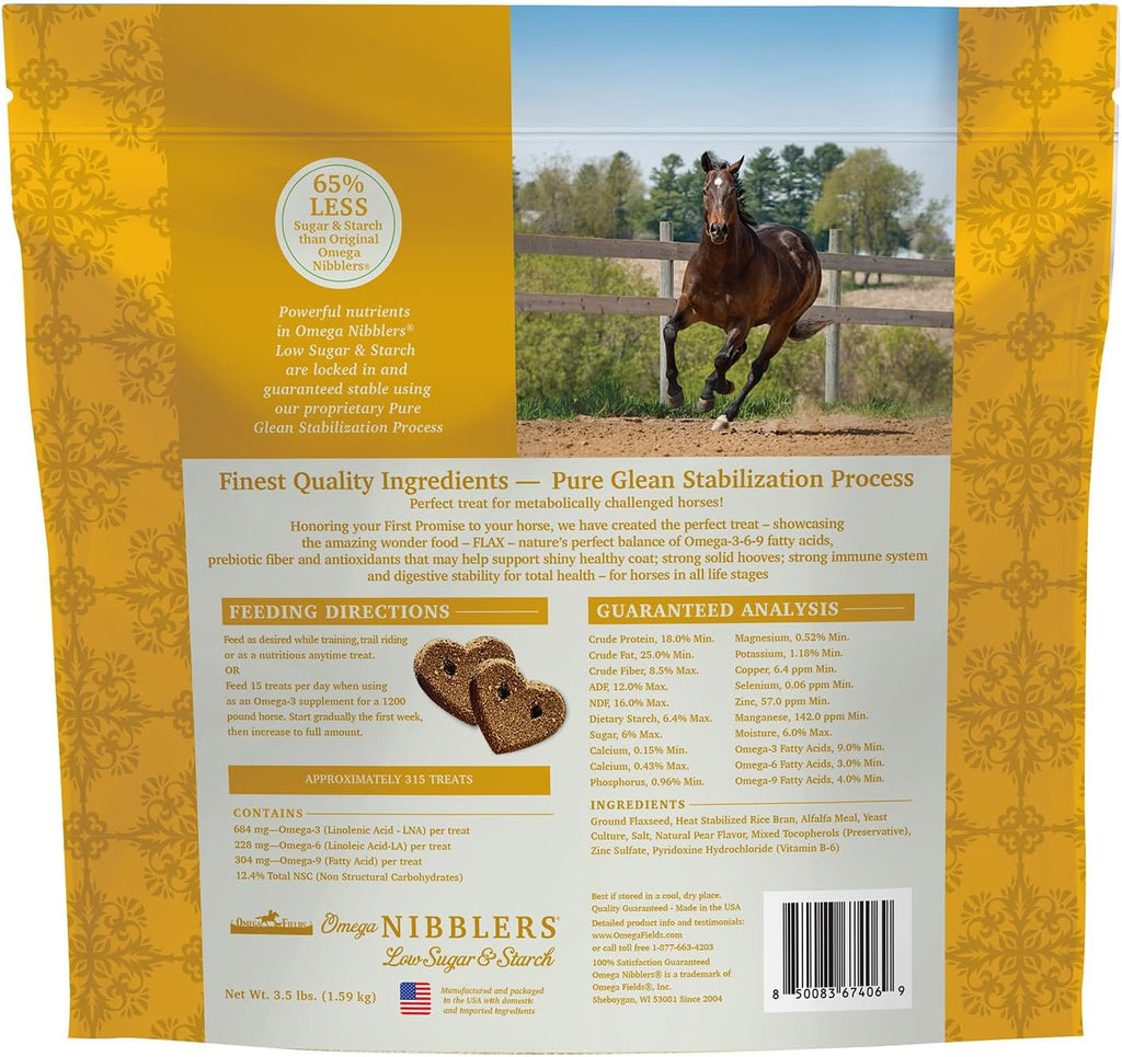 Omega Nibblers Low Sugar & Starch Horse Treats, Pear Flavored (3.5 lb)