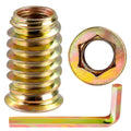 M10 x 25mm Threaded Inserts for Wood, Nut Inserts, Hex Drive, 15 PCS