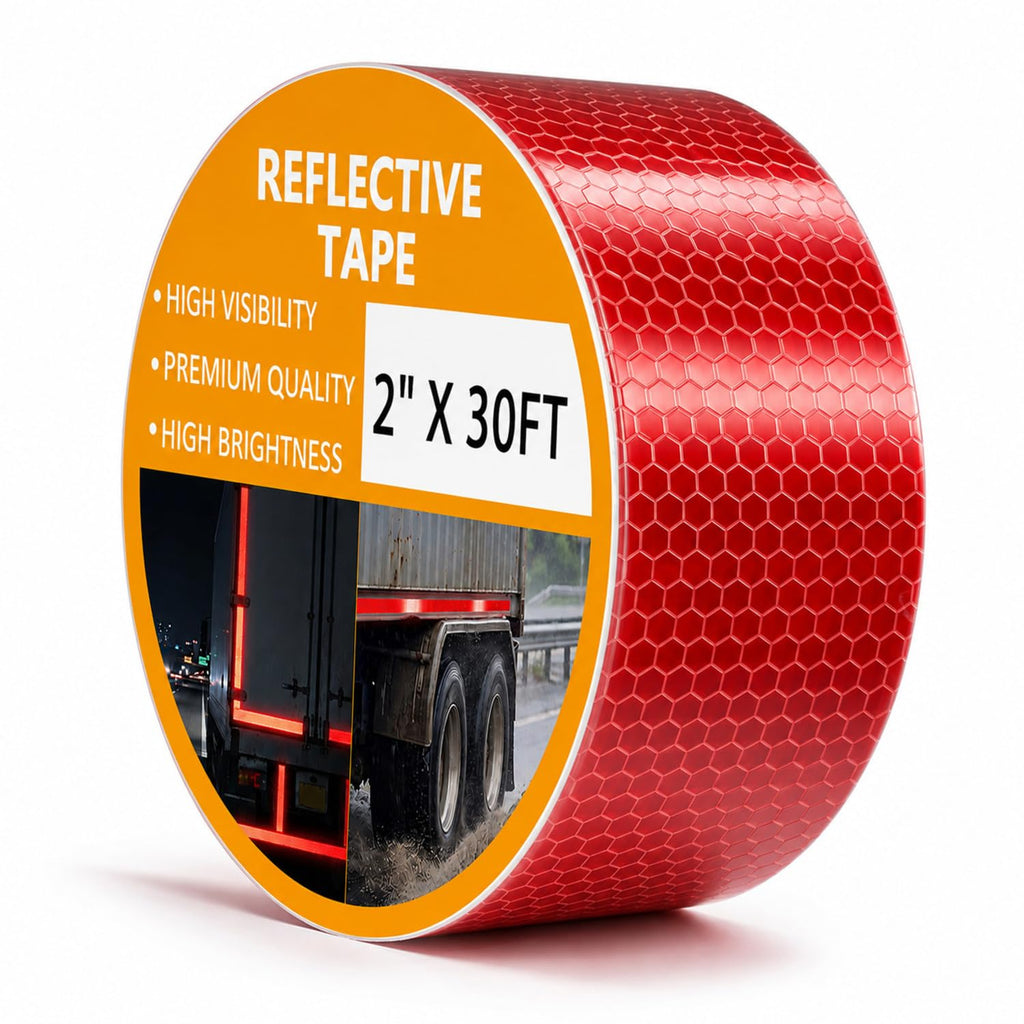 Red Reflective Tape 2 in x 30 ft Self-Adhesive Safety Trailer Tape
