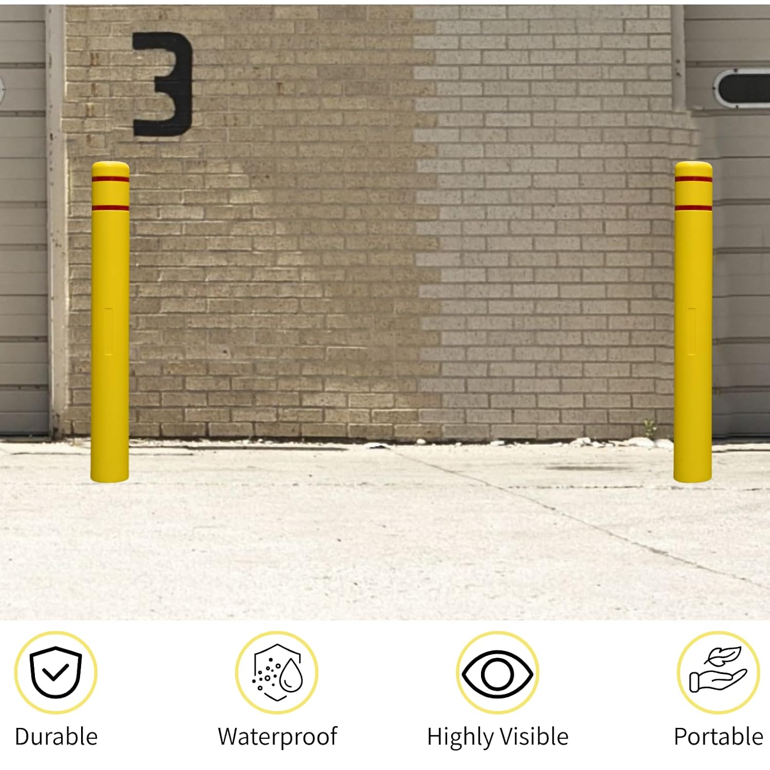 Durable Bollard Cover Heavy Duty Shell - Weather Resistant Anti-Collision - Universal Fit Parking Lot, Dock