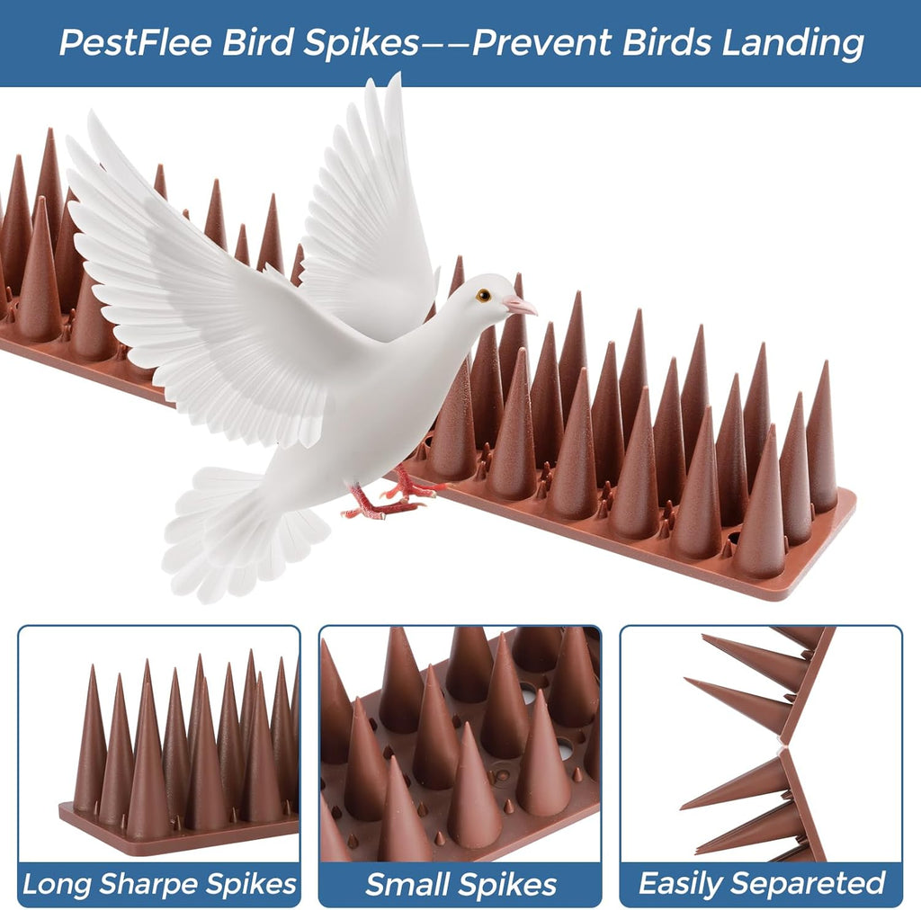 Bird Spikes, 20 Pack Pigeon Cat Squirrel Raccoon Animal Deterrent Spikes Anti-Climb for Outside Anti-Animal Defender