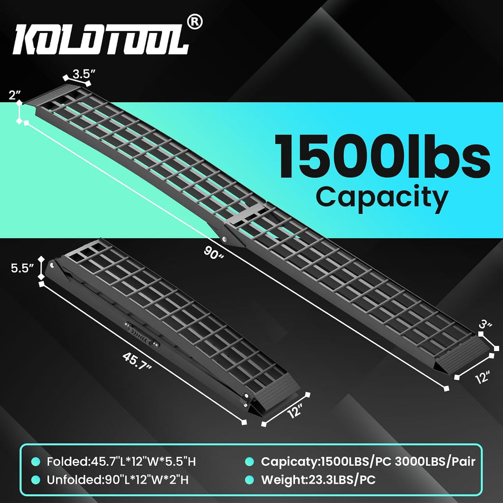 7.5 FT Heavy Duty Aluminum Folding Loading Ramp for Pickup Trucks, 3000 lbs Capacity Truck Loading Ramps for