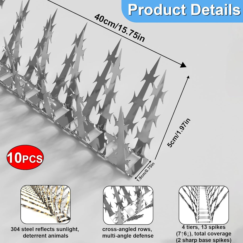 Bird Spikes Squirrel Proof Baffle for Bird Feeders, 158 Inch Avoid Climb Spikes for Outside, Fence, Garden, Tree