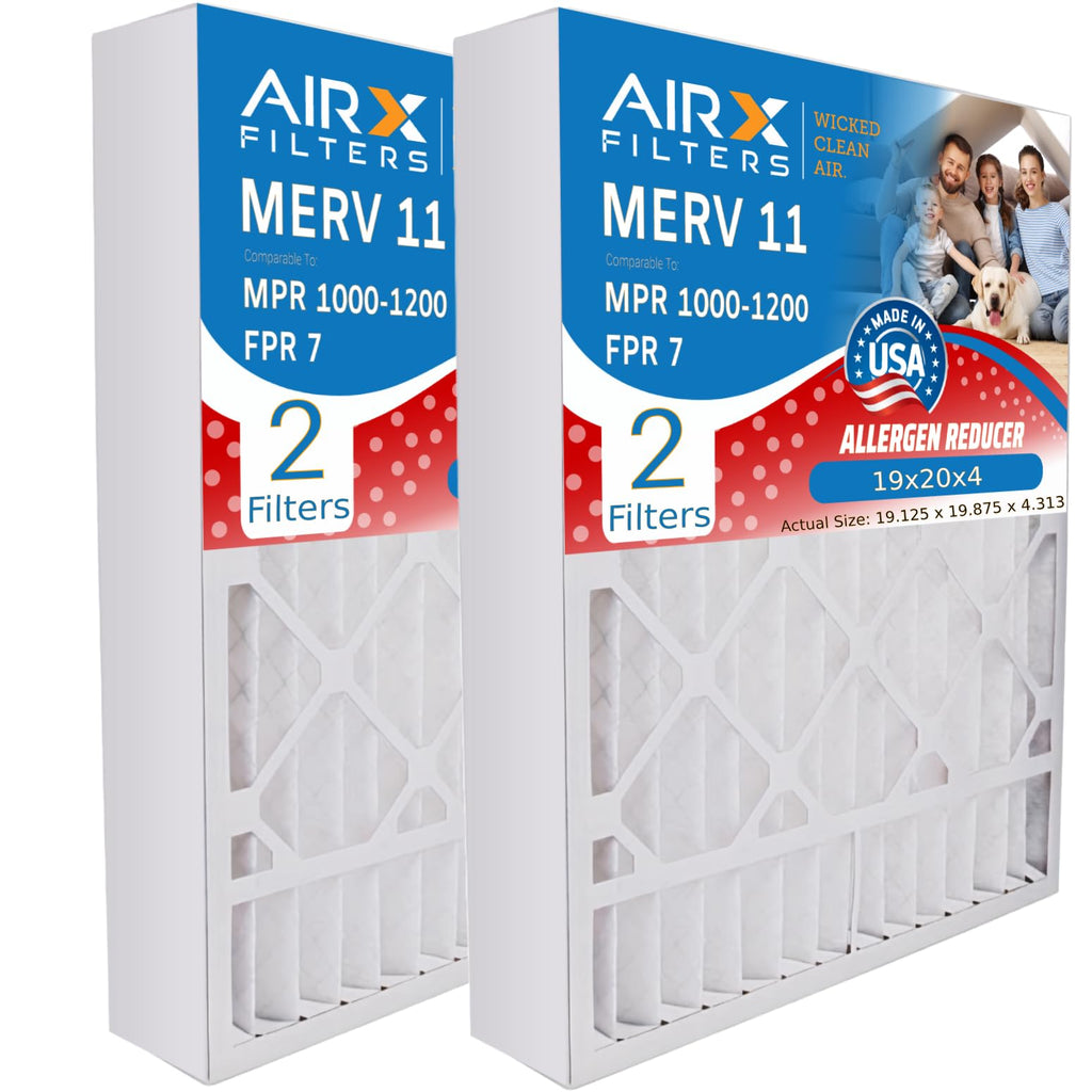 19x20x4 Furnace AC Filter MERV 11 Allergy Bryant Carrier 2-Pack