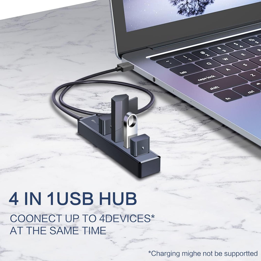 H302S USB 3.0 Hub, 4-Port USB Expander with 2ft Long Cable, High-Speed Data Transfer, Compatible with Laptop, PC