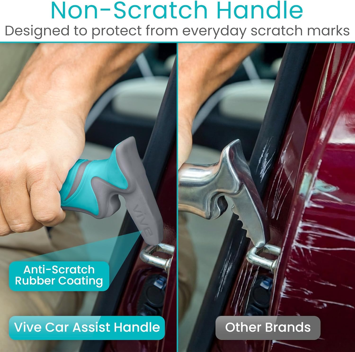 Car Handle Assist for Elderly - Scratch Proof Latch - Auto Grab Bar Cane Support Aid - Standing Mobility Safety Tip