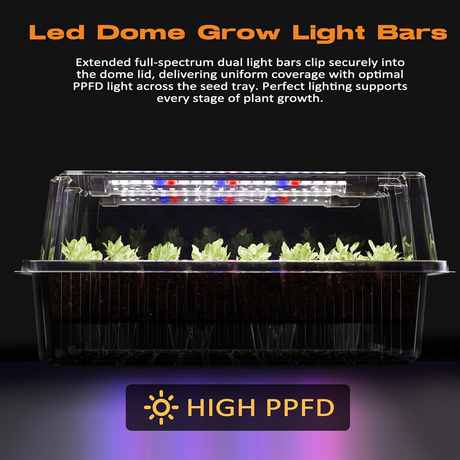 80-Cell Self-Watering Seed Starter Tray with Grow Light, Seed Starter Kit with 4.07” Humidity Dome, Indoor Seedling