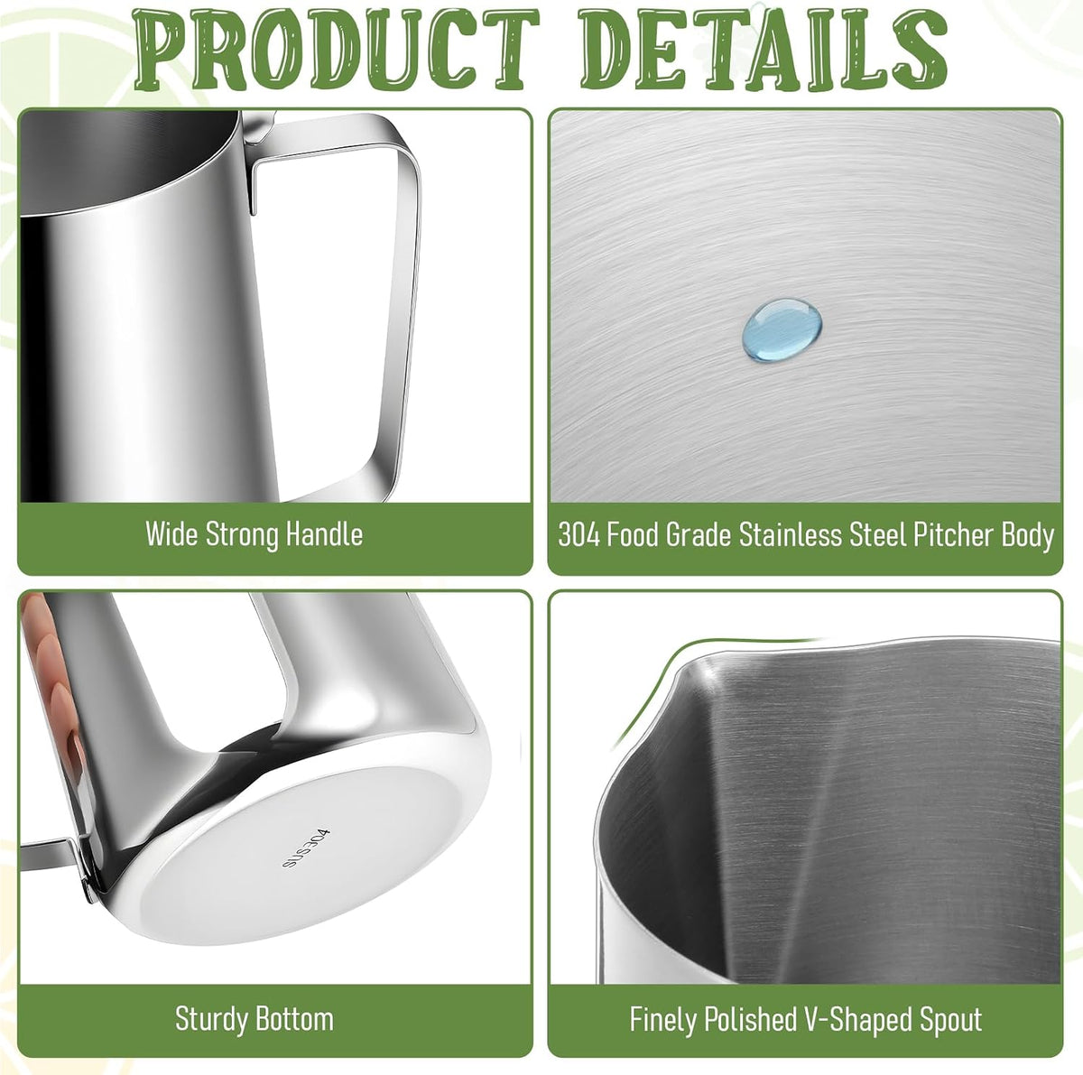 67 oz 304 Stainless Steel Pitcher with Lid