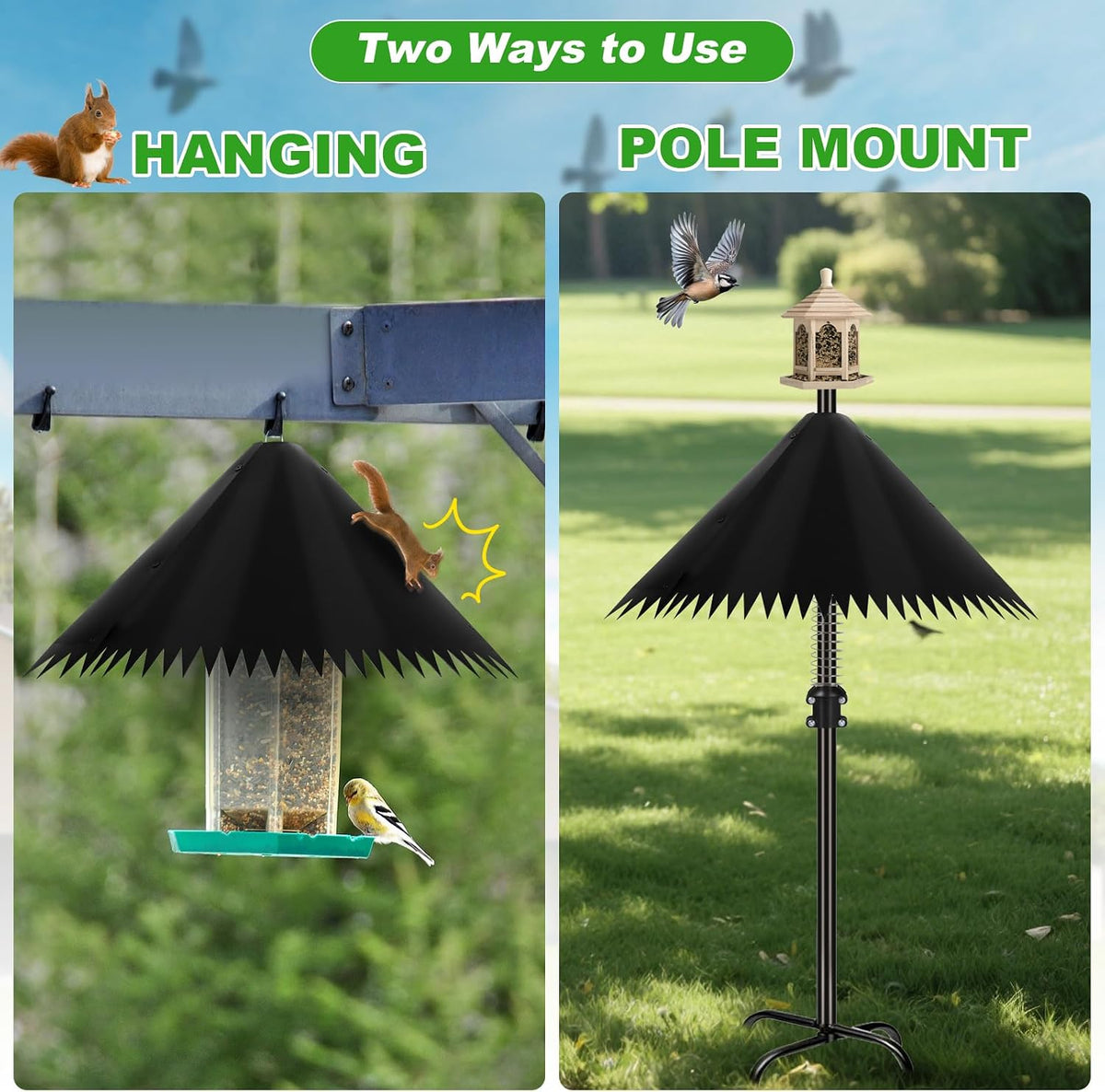 19 inch Squirrel Baffle for Bird Feeder Pole,Squirrel Cone for Feeder Pole