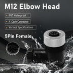 10Pcs M12 5Pin Female Industrial Aviation Connector (A-Code) Waterproof, Sensor Socket Field-Assemblable 12mm Circular Socket Panels Adapter IP67 Right Angel