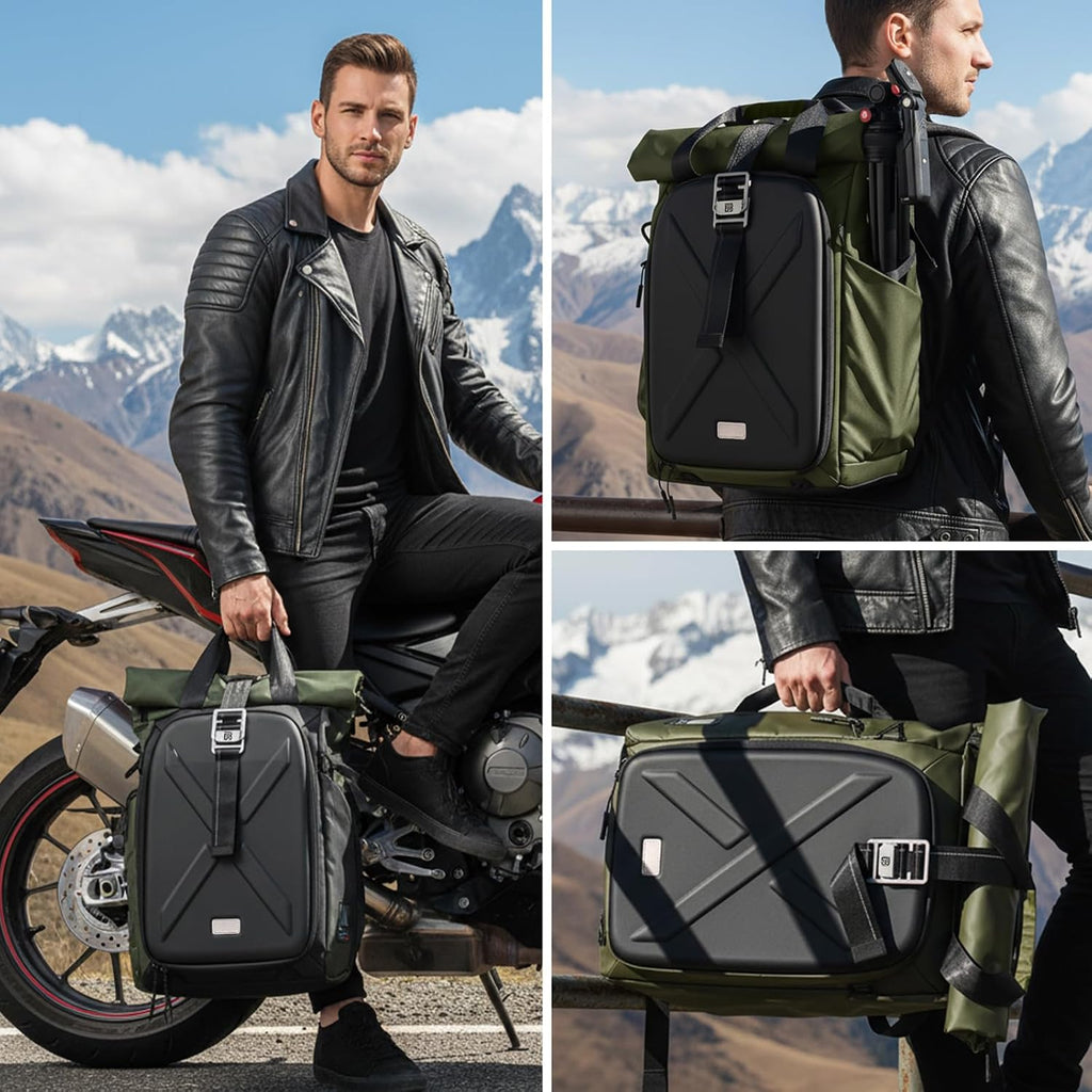 Hardshell Camera Backpack,DSLR SLR Mirrorless Camera Bag Waterproof with 15.6'' Laptop Compartment Tripod Holder