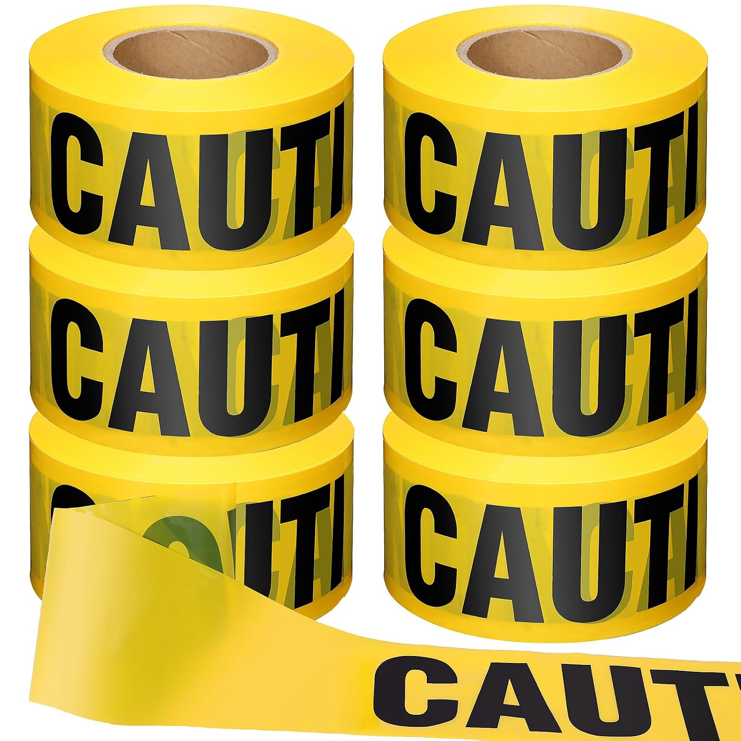 6 Pcs Caution Tape,3" x1000ft,Yellow | Safety Barrier Tape for Construction and Hazardous Zones, Bold Do Not Enter