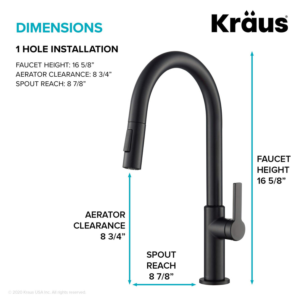 Matte Black Single Handle Pull Down Kitchen Faucet KPF-2820MB
