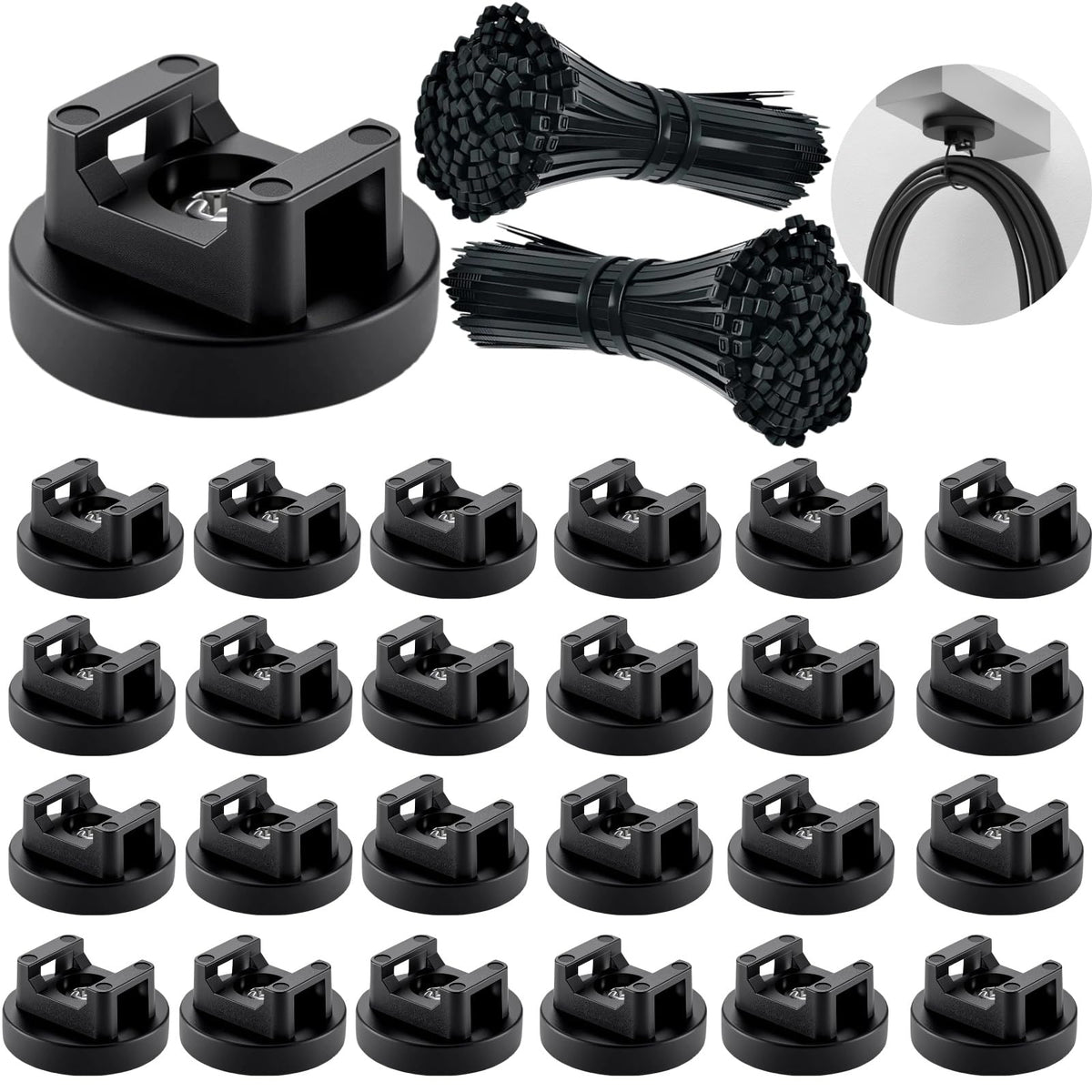 ZyCooom 225-Pc Magnetic Cable Ties Set,Magnetic Zip Tie Mounts & Cable Ties