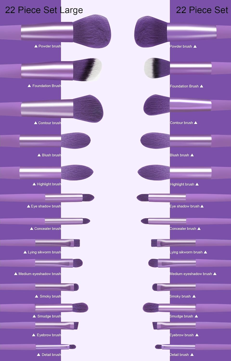Makeup Brushes 22 Pcs Makeup Kit,Foundation Brush Eyeshadow Brush Make up Brushes Set (Purple, 22 Piece Set Large)