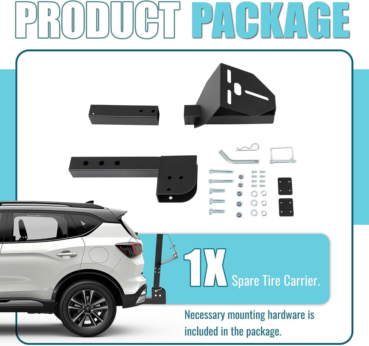 Trailer Hitch Spare Tire Carrier Compatible with Truck SUV Vans