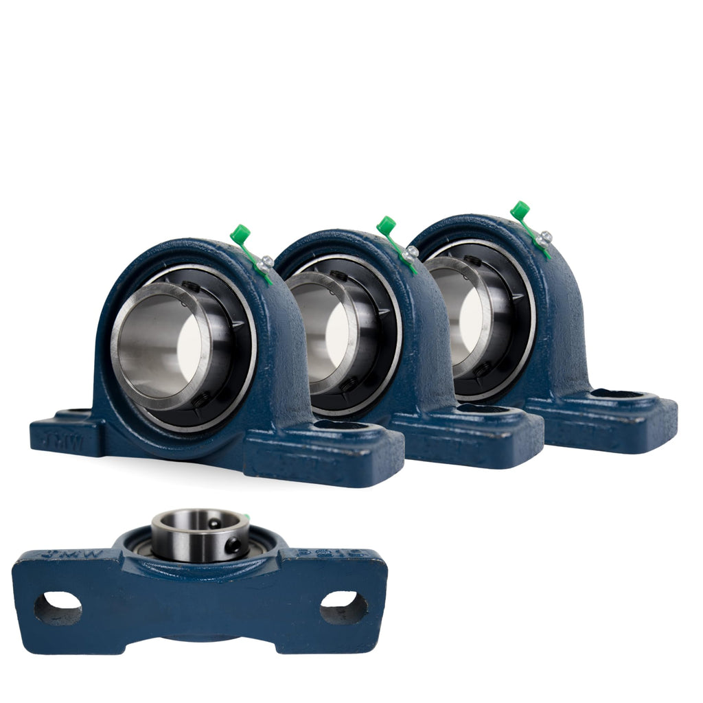 Jeremywell UCP207-20 Pillow Block Bearing (4 Pack), 1-1/4 inch Bore, 2 Bolt Flange Mounted, Solid Cast Iron Base, Self-Alignment