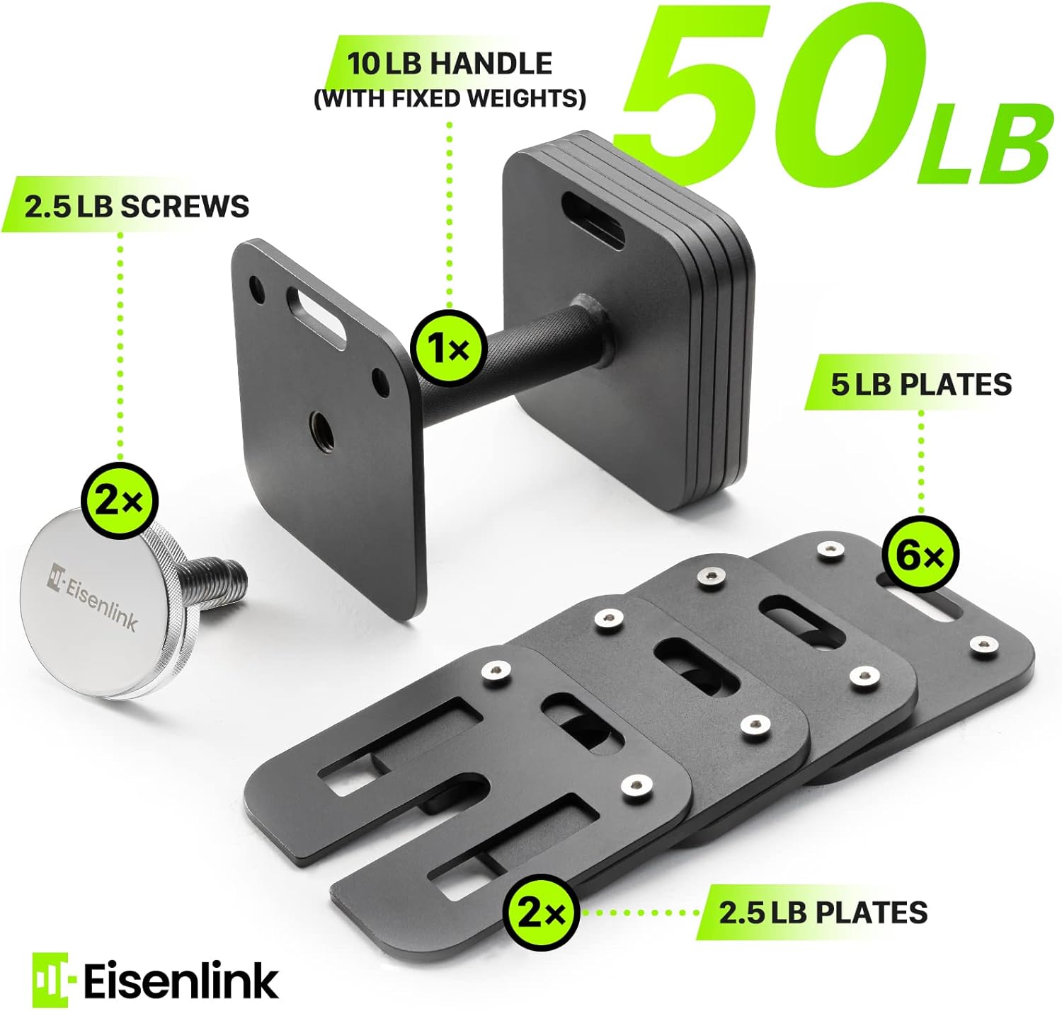 Adjustable Dumbbell Set, 10-50/80lb, 5lb Increments, Quick-Lock | Square Weight Dumbbells for Home Gym Fitness
