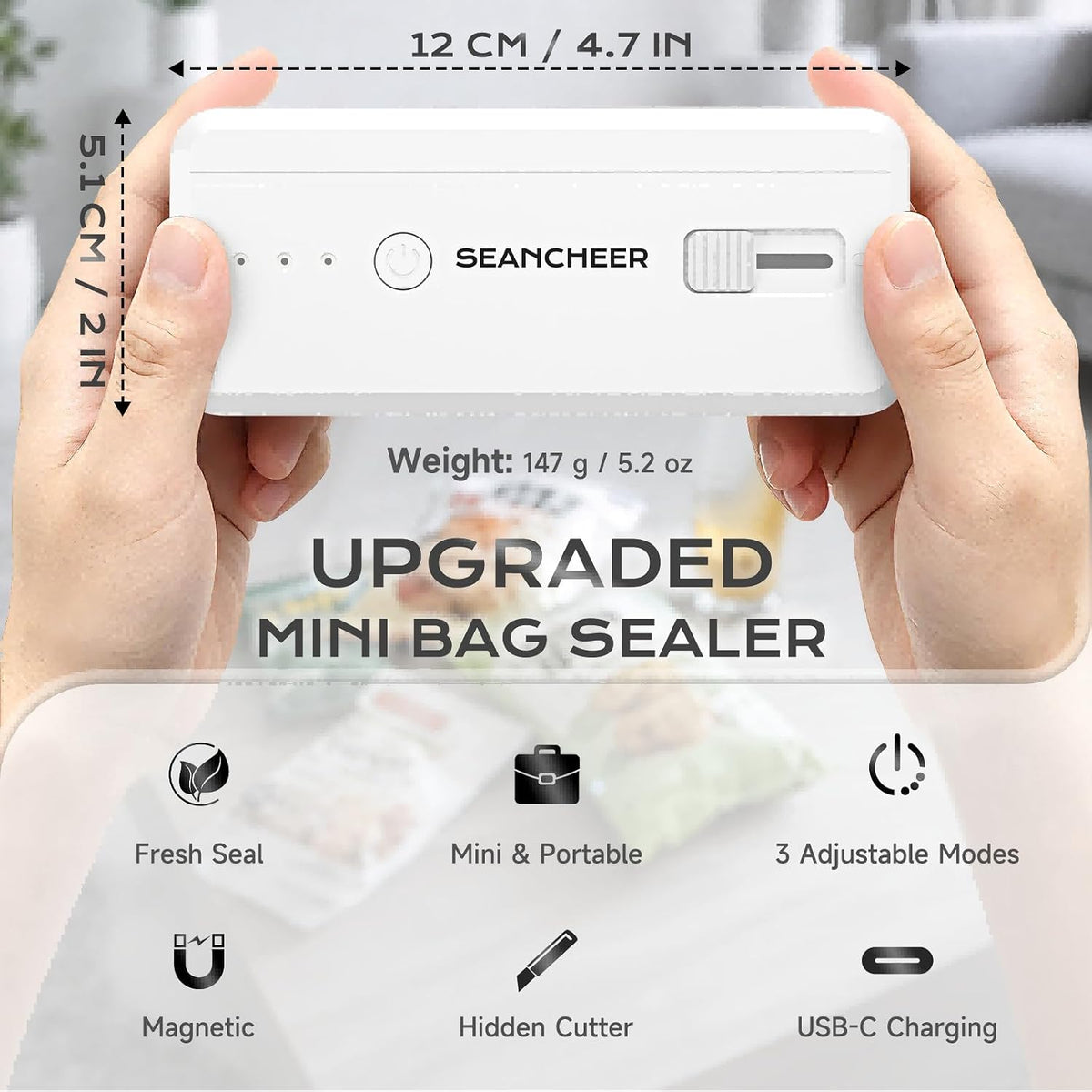 Rechargeable Mini Bag Sealer with Cutter & Magnet