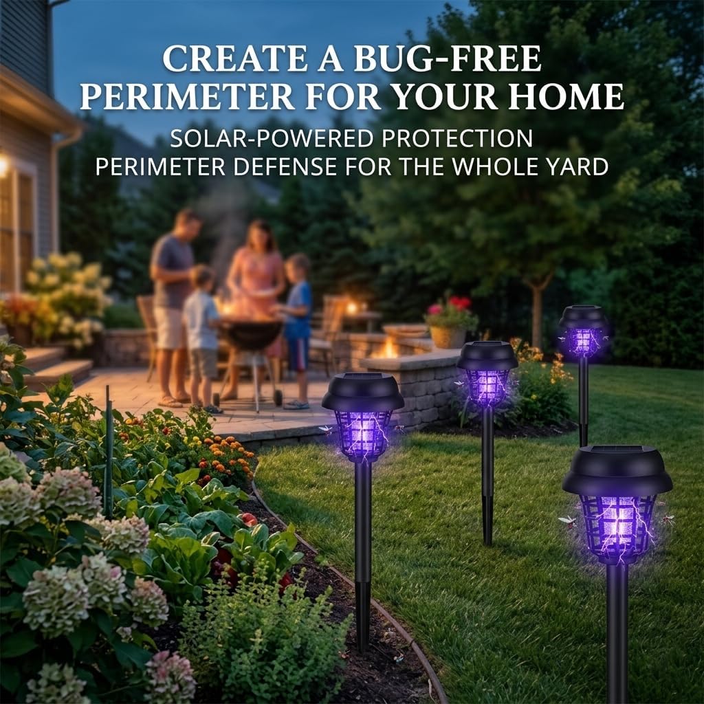 2026 Mosquito Repellent Outdoor Patio,4Pack Solar Bug Zapper Outdoor Mosquito Zapper for Small Flying Insect