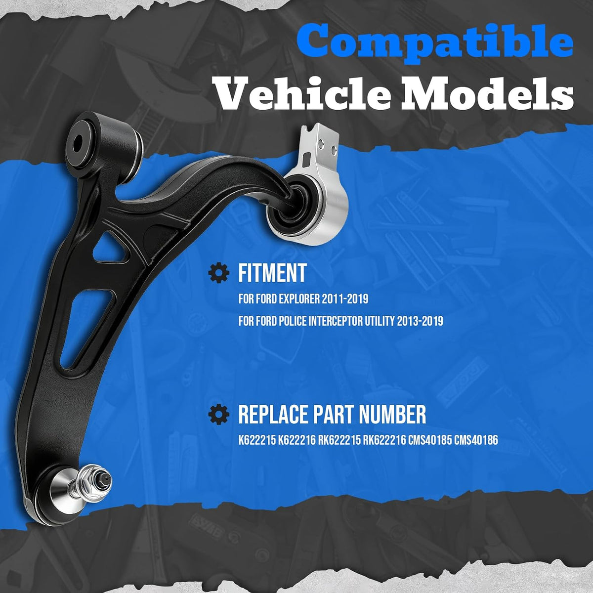 AUTOKAY 2PC Front Lower Control Arms for Ford Explorer 2011-2019, PIU 13-19