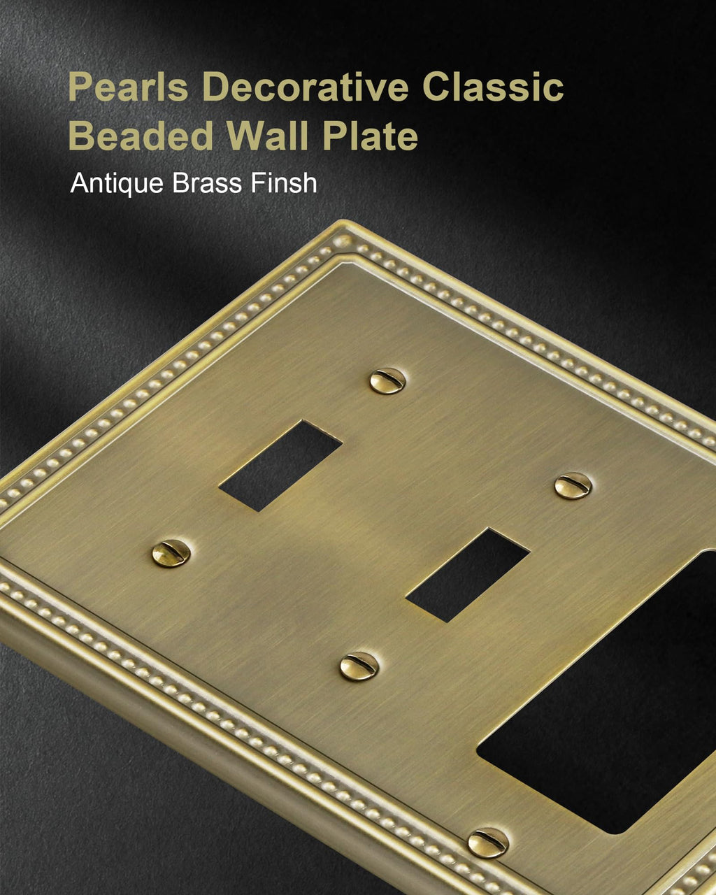 2-Pack Combo Decorator/Double Toggle Switch Cover Plate, Antique Brass