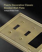 2-Pack Combo Decorator/Double Toggle Switch Cover Plate, Antique Brass
