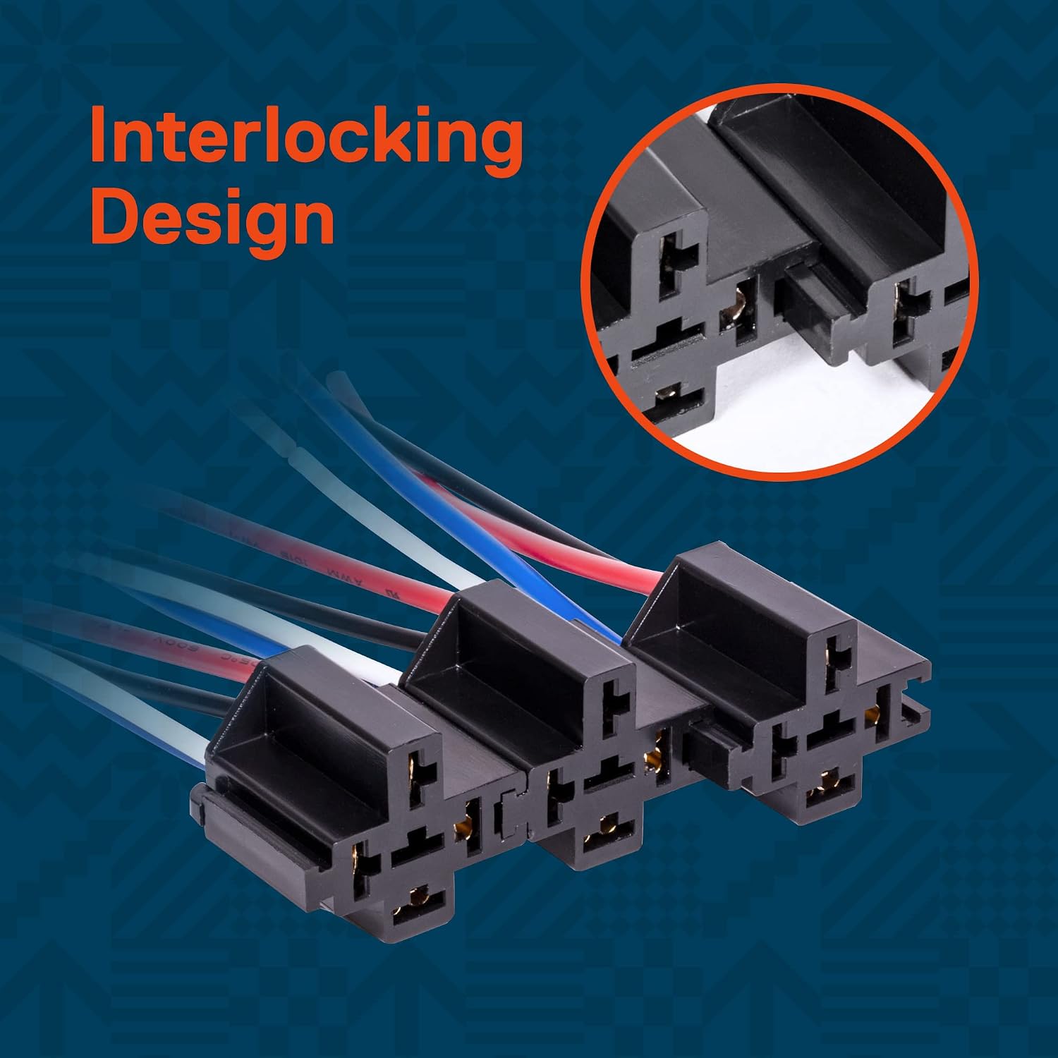 True MODS 6 Pack Bosch Style 4-Pin 12V Fused Relay Kit SPST 30 Amp | Interlocking Harness Socket, Fused, 14 AWG