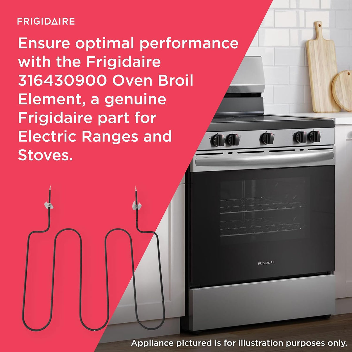 Frigidaire 316430900 Oven Broil Element for Electric Ranges