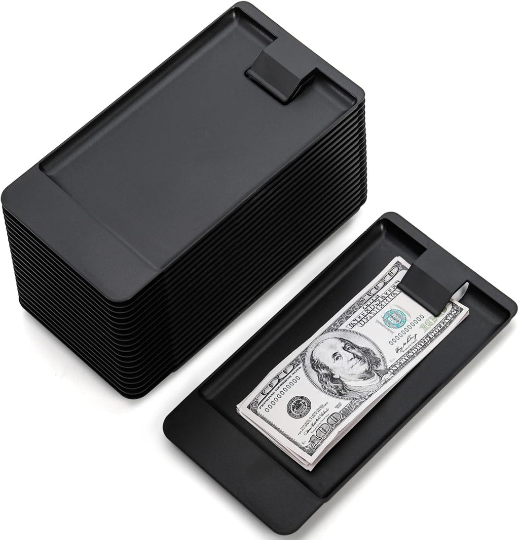 20 Pack Check Holders, Black Plastic Tip Trays, Restaurant Check Presenters, Guest Receipt Holder Tray for Bars