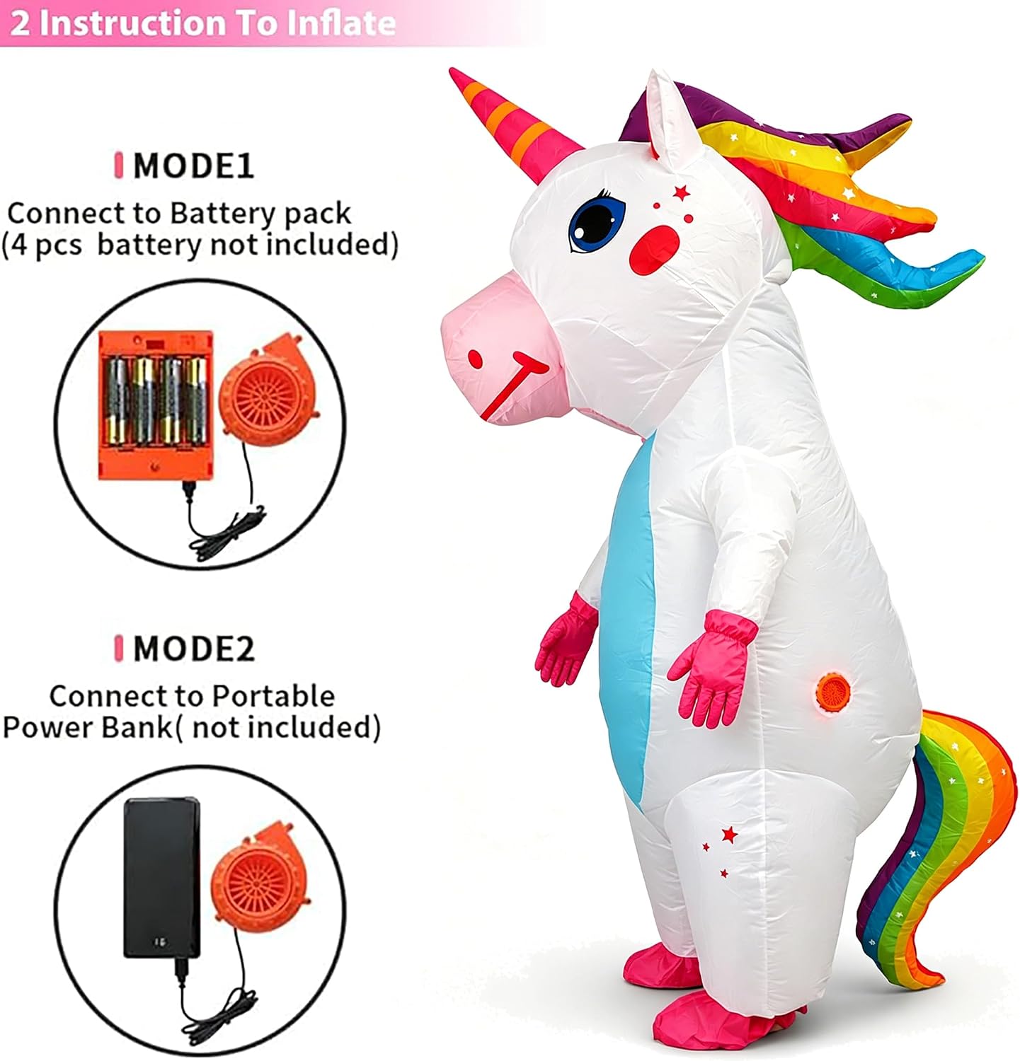 Inflatable Unicorn Costume Adult,Funny Unicorn Blow Up Costumes for Halloween Party Cosplay,Unicorn Suit for Men Women