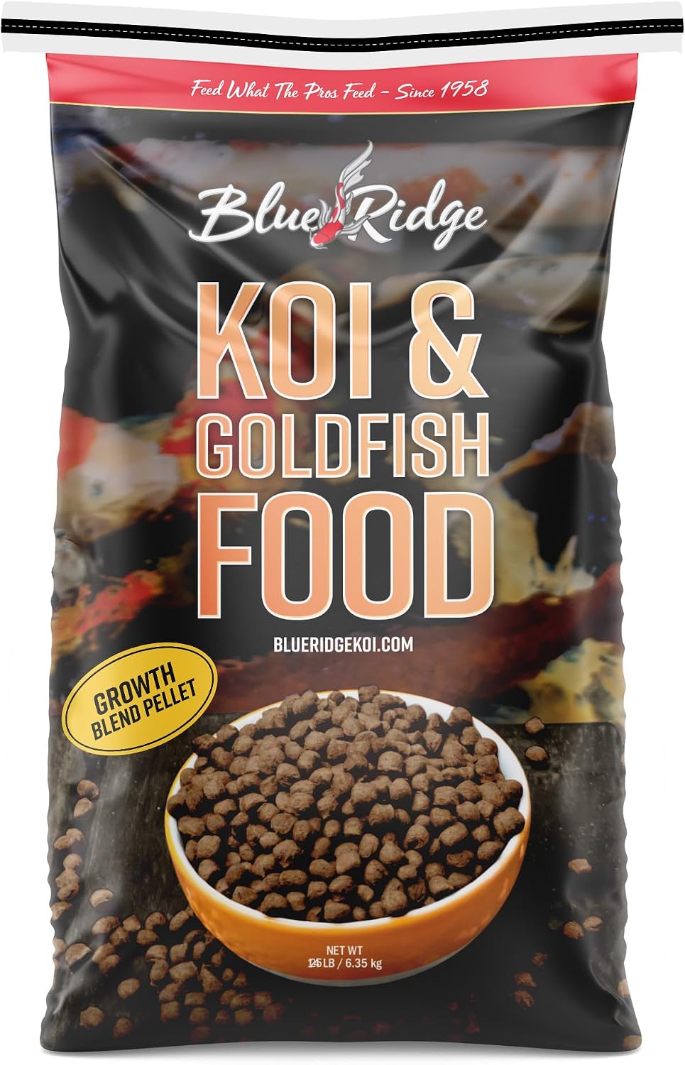 Blue Ridge Koi Fish Food, Growth Formula Blend, 3/16" Pellets, 25 lb